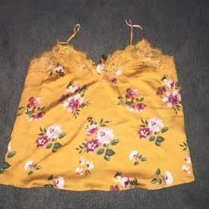 Yellow Flower spaghetti strap tank top